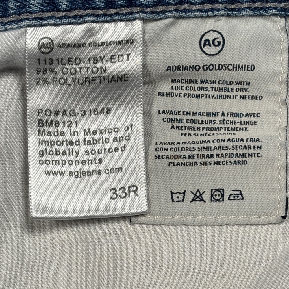 AG Adriano Goldschmied Jeans Mens 33R Light Blue The Matchbox Slim Straight 18Y - Picture 5 of 16
